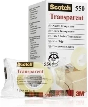 CAJA 8 ROLLOS CINTA ADHESIVA 550 TRANSPARENTE 19MM x 33M 550-1933E SCOTCH 7100029278
