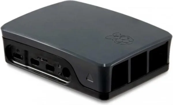 Carcasa raspberry pi 4 negra y gris
