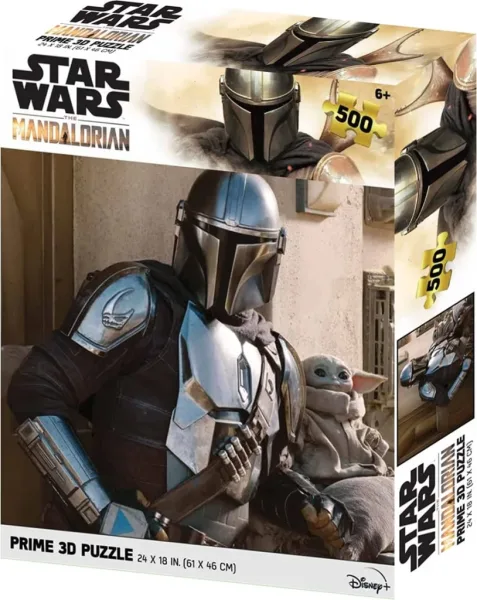 Puzle lenticular prime 3d 500 piezas the mandalorian el mandaloriano mando & grogu