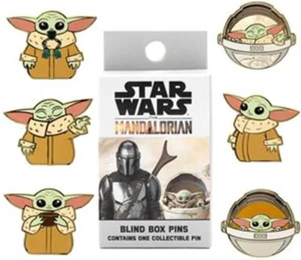 Caja sorpresa pin sello loungefly funko disney star wars the mandalorian grogu baby yoda mistery box