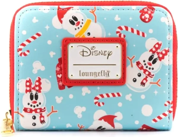Monedero loungefly disney minnie y mickie muñecos de nieve aop