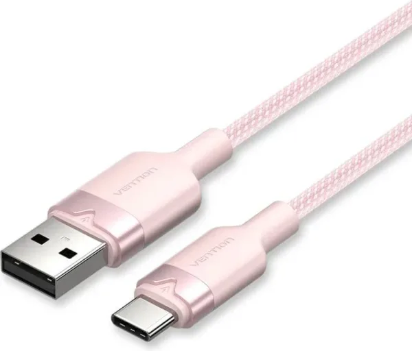Cable USB-C a USB-A Trenzado 1 M Rosa Vention