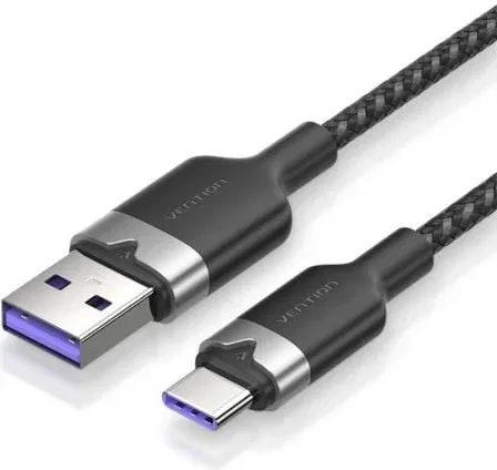 Cable USB 2.0 Tipo-C Vention CTOBF/ USB Tipo-C Macho - USB Macho/ Hasta 100W/ 480Mbps/ 1m/ Negro