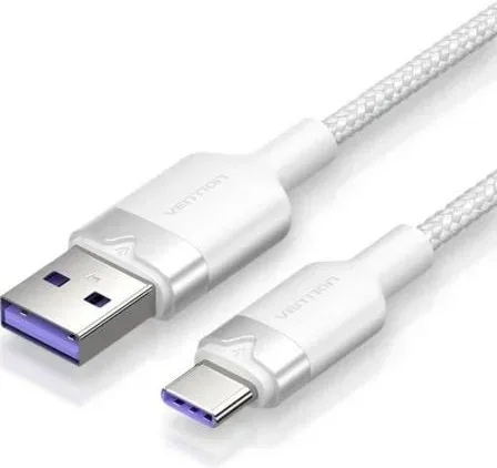 Cable USB 2.0 Tipo-C Vention CTOWF/ USB Tipo-C Macho - USB Macho/ Hasta 100W/ 480Mbps/ 1m/ Blanco