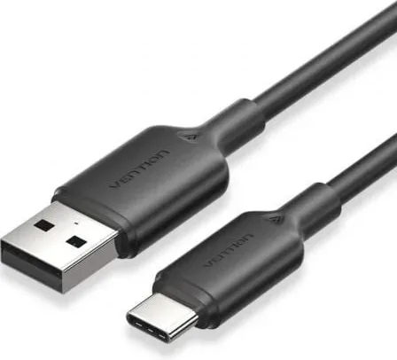 Cable USB 2.0 Tipo-C Vention CTQBH/ USB Tipo-C Macho - USB Macho/ Hasta 60W/ 480Mbps/ 2m/ Negro