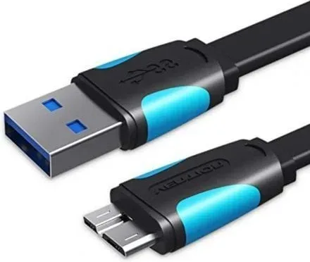 Cable USB 3.0 Vention VAS-A12-B050/ MicroUSB Macho - USB Macho/ 10W/ 5Gbps/ 50cm/ Azul y Negro