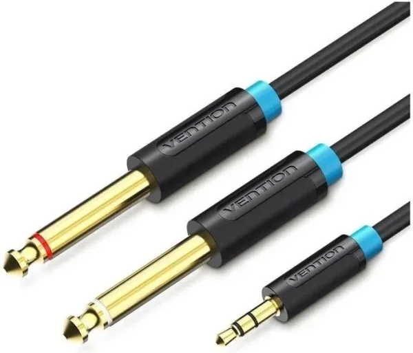 CABLE AUDIO ESTEREO JACK 3.5/M 2xJACK 6.5/M 1 M NEGRO VENTION