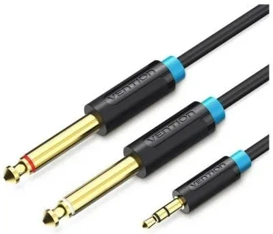 Cable Estéreo Vention BACBI/ Jack 3.5 Macho - 2x Jack 6.5 Macho/ 3m/ Negro