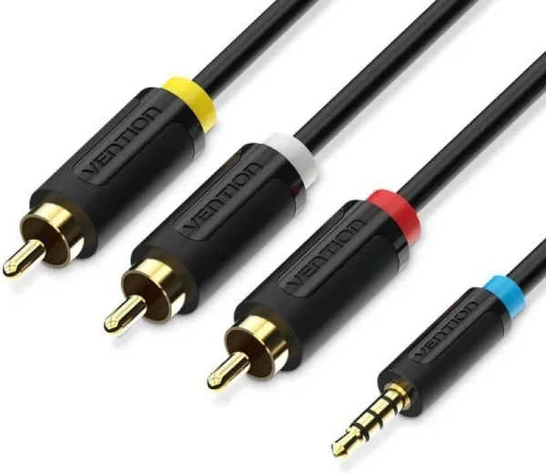 CABLE AUDIO ESTEREO JACK 2.5/M 3xRCA/M 1.5 M NEGRO VENTION