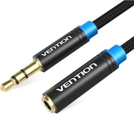 Cable Estéreo Vention VAB-B06-B500-M/ Jack 3.5 Macho - Jack 3.5 Hembra/ 5m/ Negro