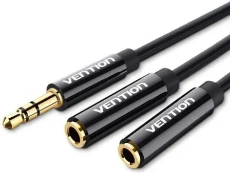 Cable Estéreo Vention BBSBY/ Jack 3.5 Macho - 2x Jack 3.5 Hembra/ 30cm/ Negro