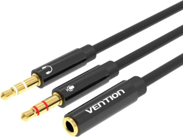 CABLE AUDIO ESTEREO JACK 2xJACK 3.5/M JACK3.5/H 0.30 M NEGRO VENTION