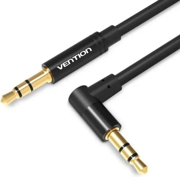 Cable Audio Estereo Acodado Jack 3.5/M Jack 3.5/M 1 M Negro Vention