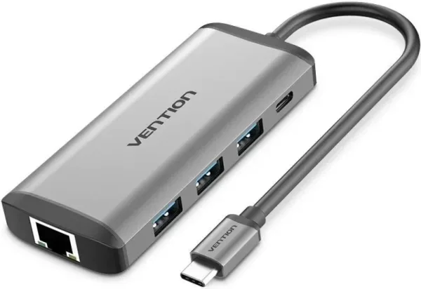 Docking USB Tipo-C Vention CNDHB/ 1xHDMI 4K/ 3xUSB/ 1xUSB Tipo-C PD/ 1xRJ45/ 1xLector tarjetas/ Gris