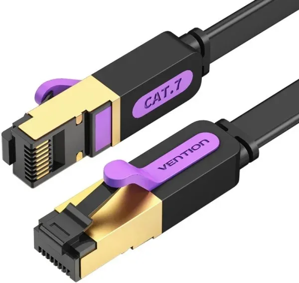 Cable de Red Latiguillo Rj45 Cat.7 Sftp Awg28 0.5 M Negro Vention