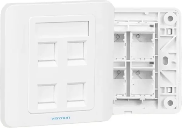 PLACA DE PARED TIPO 86 4 PUERTOs RJ45 BLANCO VENTION