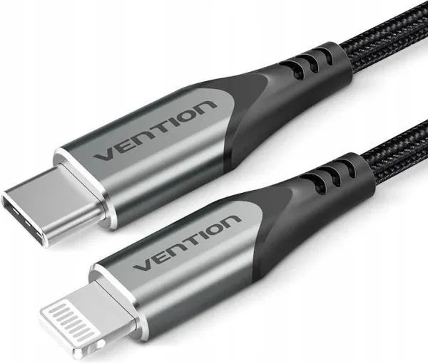 Cable USB 2.0 Tipo-C Lightning Vention TACHF/ USB Tipo-C Macho - Lightning Macho/ 480Mbps/ 1m/ Gris