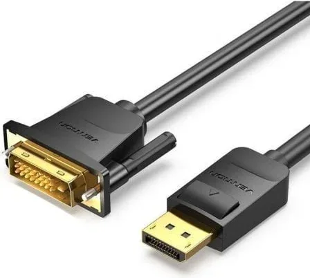 Cable Conversor Vention HAFBF/ DisplayPort Macho - DVI Macho/ 1m/ Negro