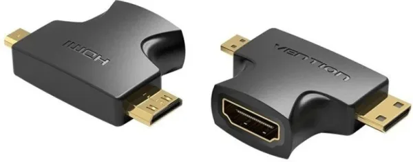 Adaptador HDMI 2 en 1 Vention AGFB0/ HDMI Hembra - Micro HDMI Macho - Mini HDMI Macho