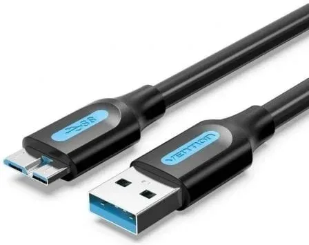 Cable USB 3.0 Vention COPBC/ USB Macho - MicroUSB Macho/ Hasta 10W/ 5Gbps/ 25cm/ Negro