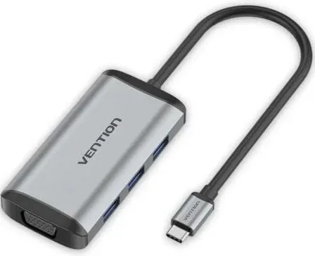 Docking USB Tipo-C Vention TGSHB/ 3xUSB/ 1xHDMI 4K/ 1xVGA/ 1xUSB Tipo-C PD/ Gris