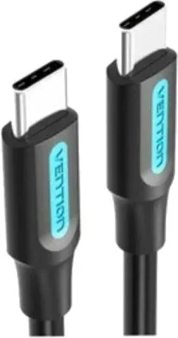 Cable USB 2.0 Tipo-C Vention COSBF/ USB Tipo-C Macho - USB Tipo-C Macho/ Hasta 60W/ 480Mbps/ 1m/ Negro