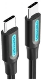 Cable USB 2.0 Tipo-C Vention COSBH/ USB Tipo-C Macho - USB Tipo-C Macho/ Hasta 60W/ 480Mbps/ 2m/ Negro