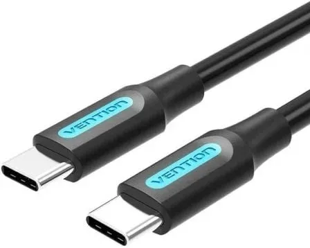 Cable USB 2.0 Tipo-C Vention COSBI/ USB Tipo-C Macho - USB Tipo-C Macho/ Hasta 60W/ 480Mbps/ 3m/ Negro