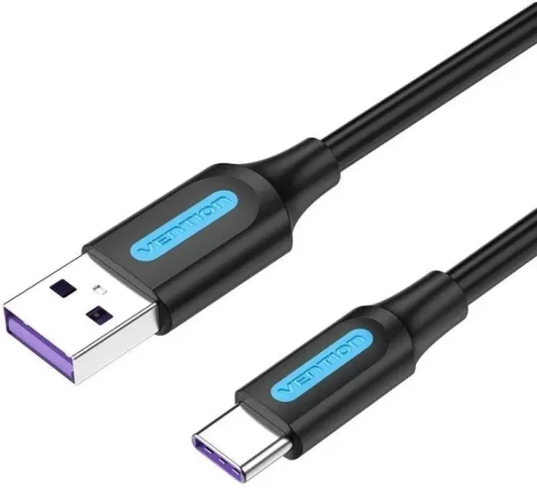 Cable USB 2.0 Tipo-C Vention CORBC/ USB Macho - USB Tipo-C Macho/ 480Mbps/ 25cm/ Negro