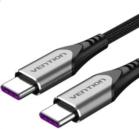 Cable USB 2.0 Tipo-C Vention TAEHG/ USB Tipo-C Macho - USB Tipo-C Macho/ Hasta 100W/ 480Mbps/ 1.5m/ Gris