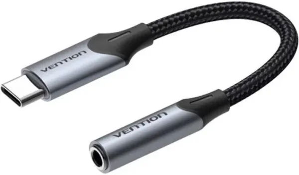 CONVERSOR USB-C/M A 2xJACK 3.5/M 0.10 M GRIS VENTION