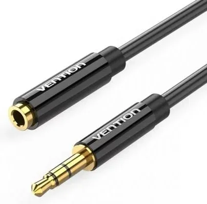 Cable Estéreo Vention BBZBF/ Jack 3.5 Macho - Jack 3.5 Hembra/ 1m/ Negro