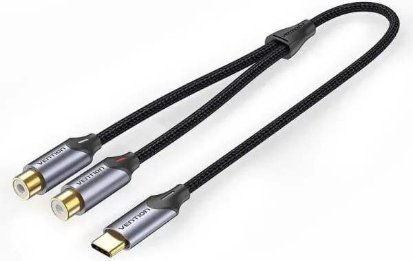 CONVERSOR USB-C/M A 2x RCA/H 1.5 GRIS VENTION