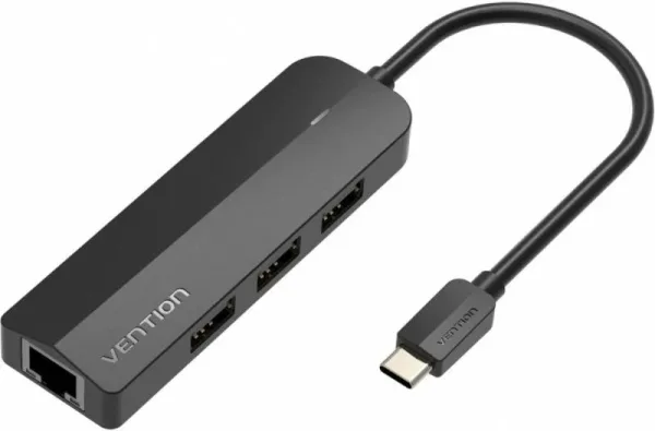 Hub USB Tipo-C Vention TGOBB/ 3xUSB/ 1xRJ45/ 1x Micro B PD