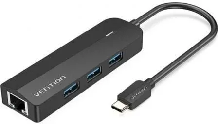 Hub USB Tipo-C Vention TGPBB/ 3xUSB/ 1xRJ45/ 1xMicro B PD
