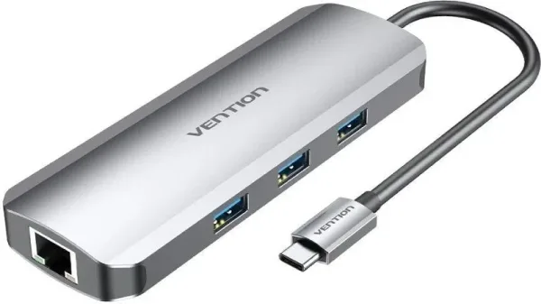 Docking USB Tipo-C Vention TOLHB/ 1xHDMI 4K/ 3xUSB/ 1xUSB Tipo-C PD/ 1xRJ45/ 1xLector Tarjetas SD/ 1x microSD/ Jack 3.5/ Gris