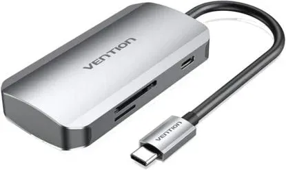 Docking USB Tipo-C Vention TNHHB/ 3xUSB/ 1xUSB Tipo-C PD/ 1xLector Tarjetas SD y microSD/ Gris
