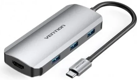 Docking USB Tipo-C Vention TOFHB/ 1xHDMI/ 3xUSB/ 1xUSB Tipo-C/ 1xUSB Tipo-C PD/ Gris