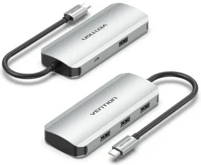 Hub USB Tipo-C Vention TNAHB/ 4xUSB/ 1xMicroUSB PD