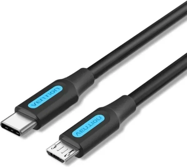 Cable USB 2.0 Tipo-C Vention COVBG/ USB Tipo-C Macho - MicroUSB Macho/ 480Mbps/ 1.5m/ Negro