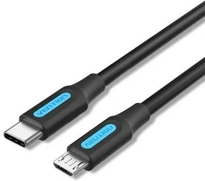 Cable USB 2.0 Tipo-C Vention COVBH/ USB Tipo-C Macho - MicroUSB Macho/ 480Mbps/ 2m/ Negro