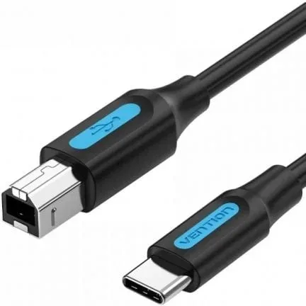 Cable USB 2.0 Impresora Vention CQUBG/ USB Tipo-B Macho - USB Tipo-C Macho/ 480Mbps/ 1.5m/ Negro