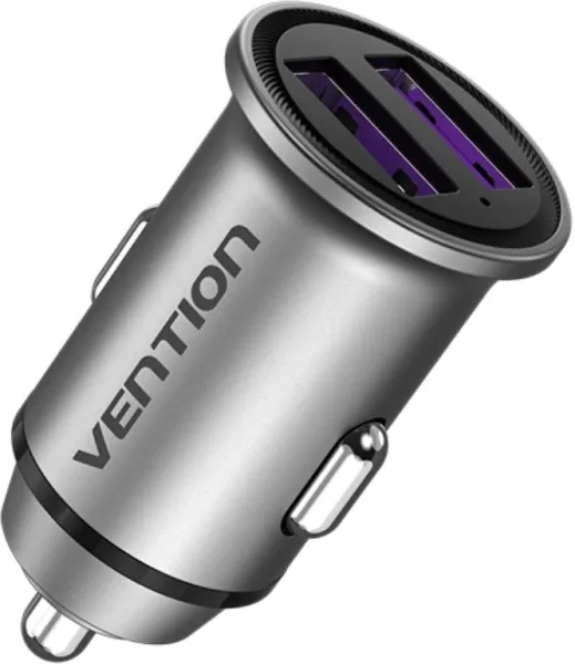 CARGADOR COCHE 2xUSB-A 30W GRIS VENTION