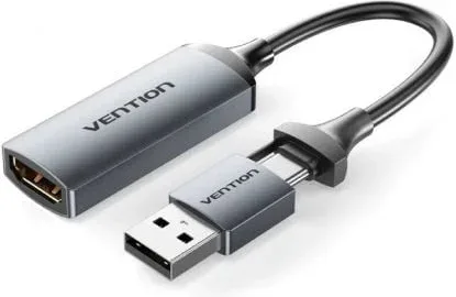 Conversor HDMI 4K 60Hz Vention ACWHA/ HDMI Hembra / USB Macho - USB Tipo-C Macho/ 480Mbps/ 10cm/ Negro