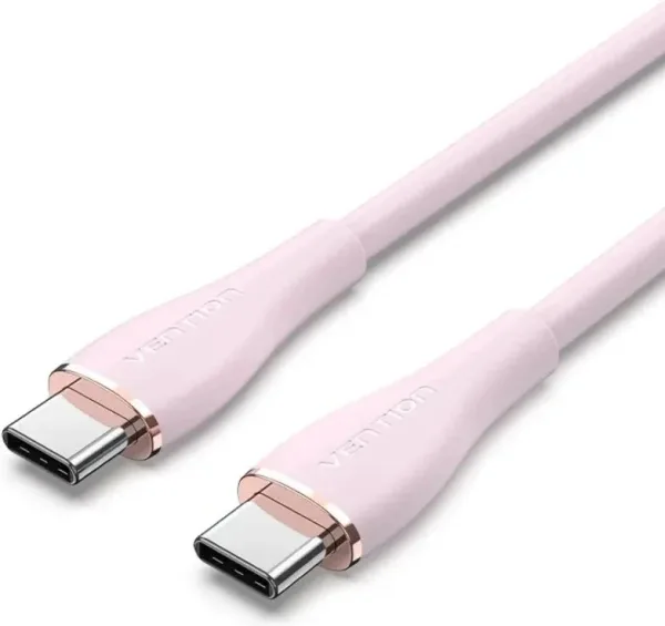 Cable USB 2.0 Tipo-C Vention TAWPF/ USB Tipo-C Macho - USB Tipo-C Macho/ Hasta 100W/ 480Mbps/ 1m/ Rosa