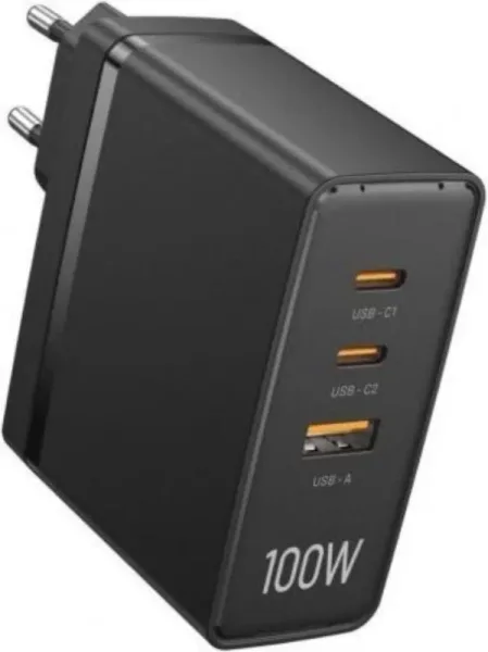CARGADOR PARED 100W 2xUSB-C/USB-A NEGRO VENTION