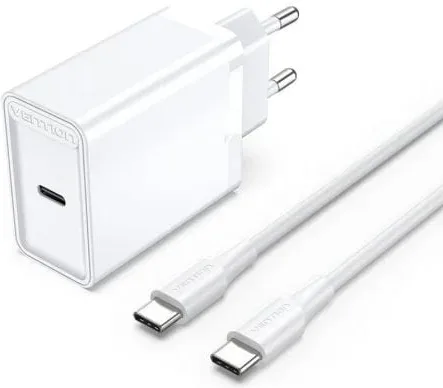 Cargador de Pared Vention FAHWF-EU/ 1xUSB Tipo-C + 2x Cable USB Tipo-C/ 25W