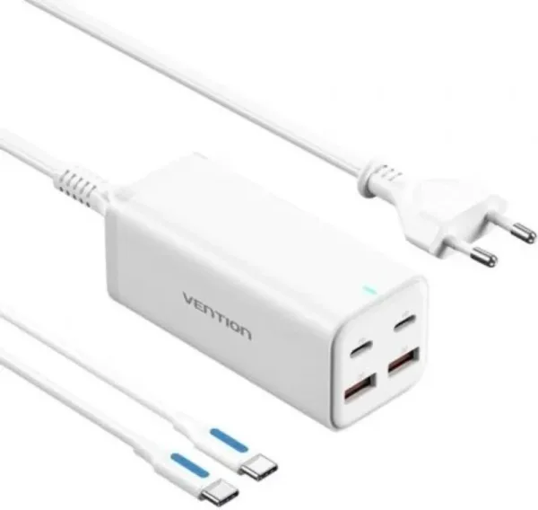 Cargador de Pared Vention FBSWG-EU/ 2xUSB Tipo-C + Cable USB Tipo-C/ 2xUSB/ 100W