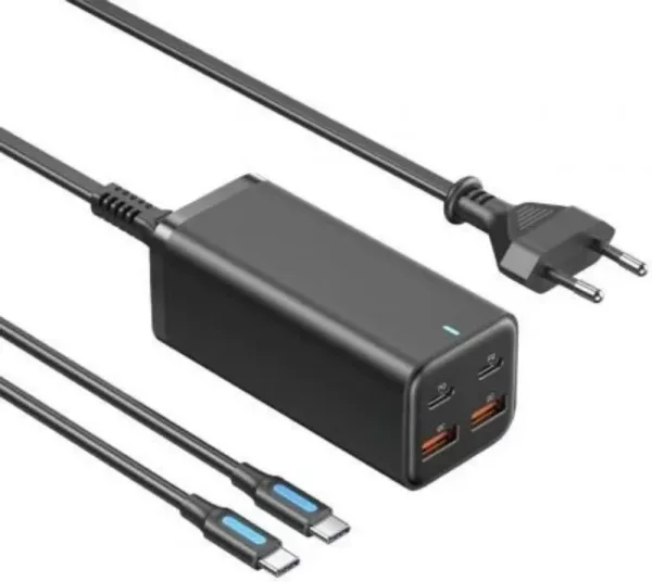 Cargador de Pared Vention FBSBG-EU/ 2xUSB Tipo-C + Cable USB Tipo-C/ 2xUSB/ 100W