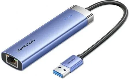 Hub USB 3.0 Vention TGFSB/ 3xUSB/ 1xRJ45/ 1xUSB Tipo-C PD/ Azul